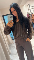 Lulumary Jill paillette v-neck sweater