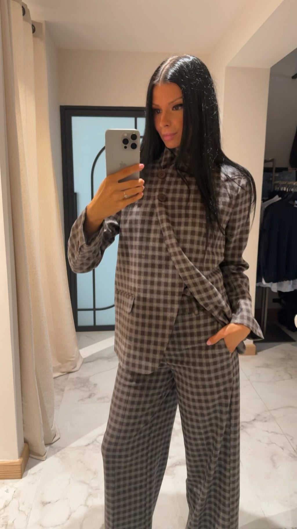 Cappuccino Checkered blazer jacket