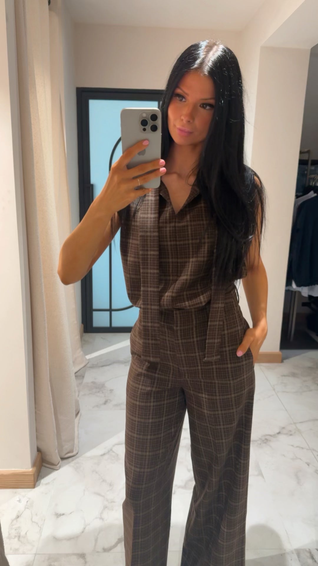 Coffee Checkered top
