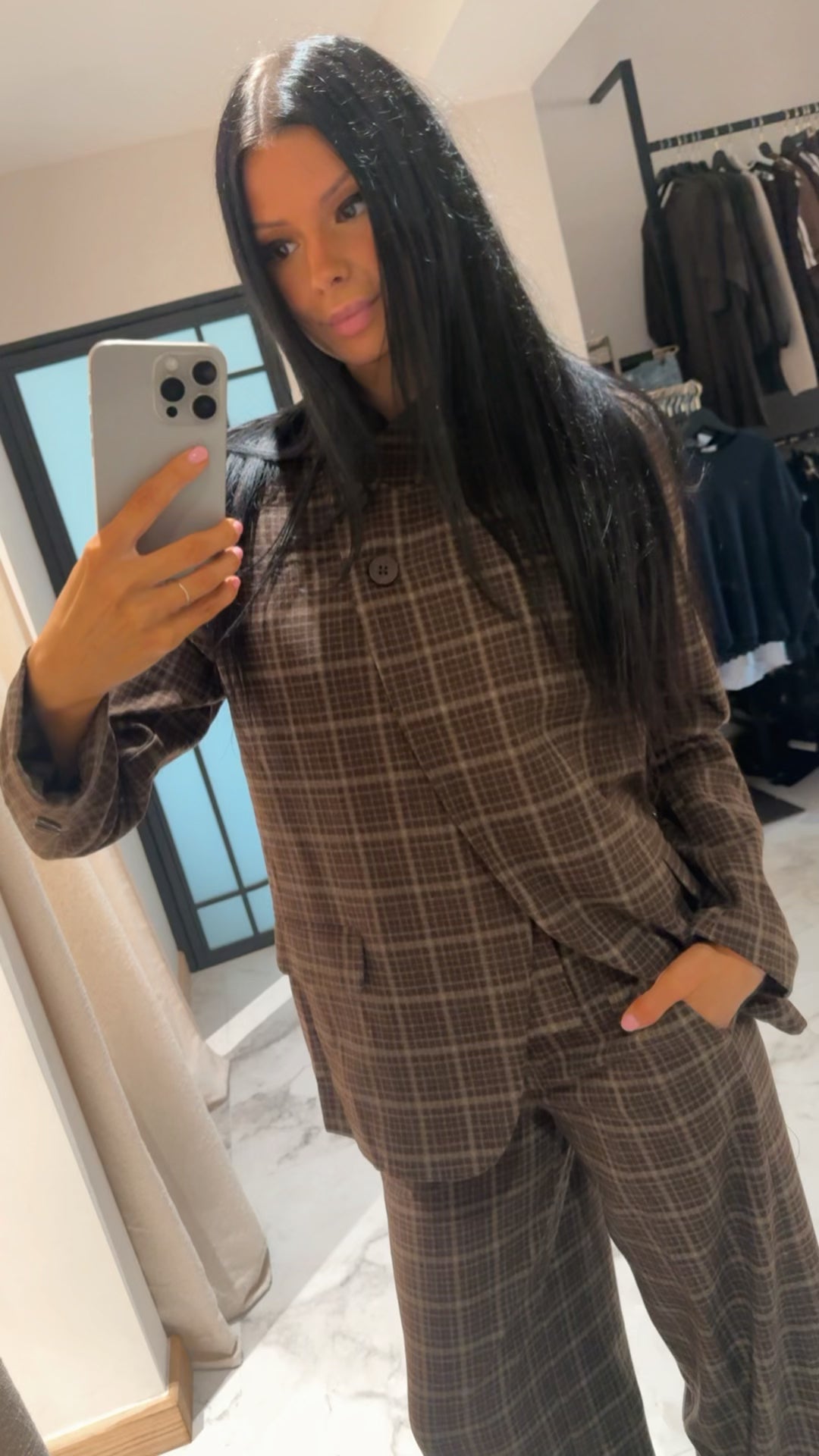 Coffee Checkered blazer jacket